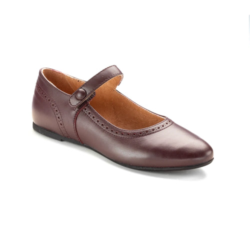 Bordo Leather Girls Mary Jane Strap Shoe