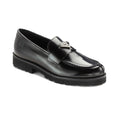 Elegant black polished leather girls dress loafer, crafted in Italy