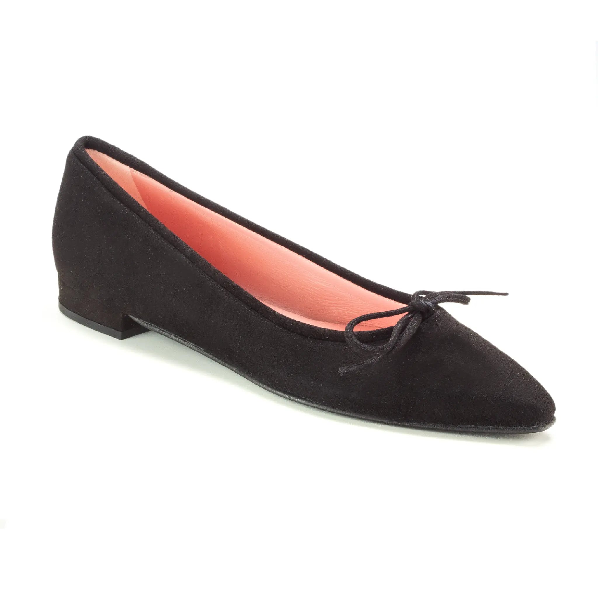 52680 Black Suede Teens Bow Shoe with bow detail