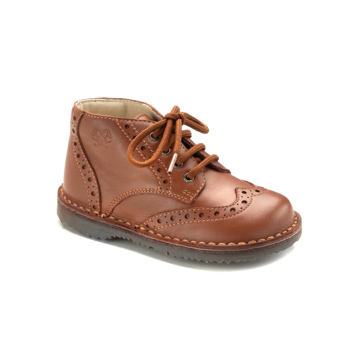 Tan soft leather lace shoes for toddler boy girl by London Kids