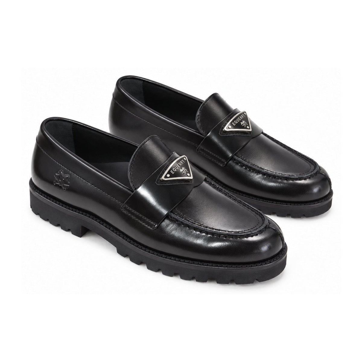 Black Polished Leather Girls Dress Loafer