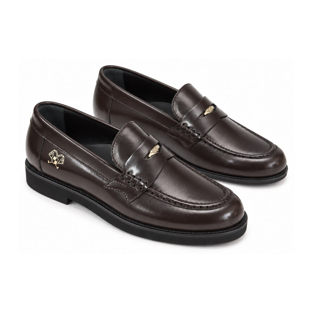 Brown Polished Leather Girls Dress Loafer